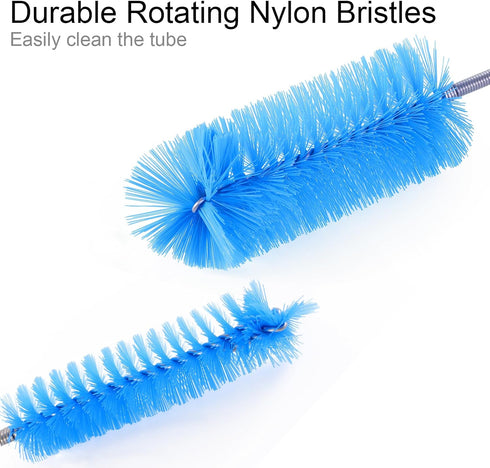 Flexible Long Drain Brush, 67 inch Stainless Steel, Double Elastic Ended Nylon Cleaner Hose Tube Pipe Brush, 2 Pcs of 8