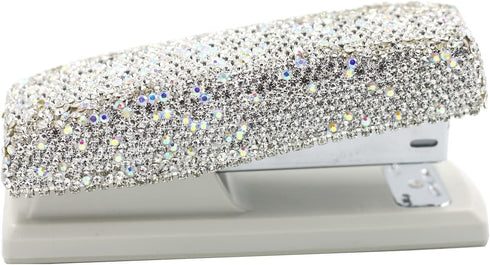 Rhinestone-Studded Desktop Stapler, 20 Sheet Capacity, Non-Slip Base, 1000 Staples for Home and Office