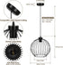 E26 Bulb), Black Ball Modern Industrial Chandelier DIY Metal Cage Pendant Light Fixture, Base (No Assembly Required