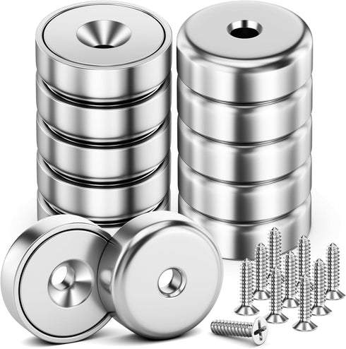 Strong Magnets with Holes, 10Pack 40LBS Neodymium Round Cup Magnets with Screws for Wall Mounting
