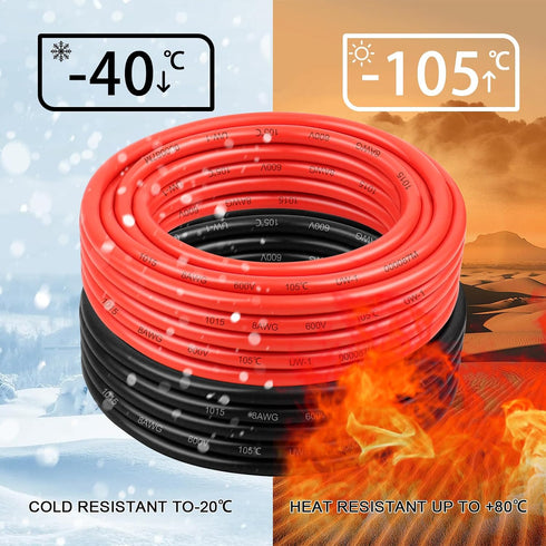 10 Wire,10FT 10AWG (10 10FT) Gauge OFC Pure Copper Wires, Battery Cable Red & Black Oxygen Free Stranded Low Voltage