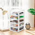 Hedume Clear Desktop Drawer, 5 Drawer Storage Unit, White Frame with Clear Drawers, Drawer Unit