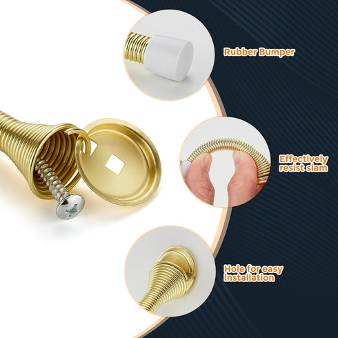 Ravinte Door Stoppers, 6 Pack Gold Spring Door Stops with Rubber Bumper for Bottom of Door