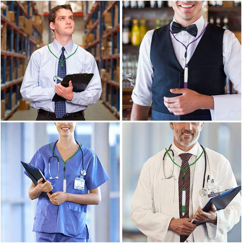 smttw 5-Pack Retractable Neck Pens with Lanyard, Dual Color Ink Ballpoint Pens for Nurses and Students