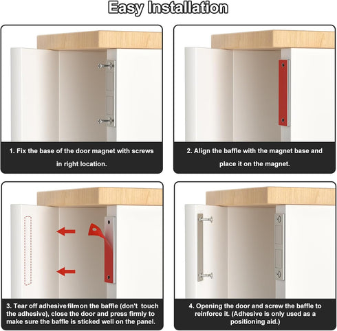 Closet 4 Pack 30LB Cabinet Drawer Magnets, Jiayi Magnetic Cabinet Door Catch, Ultra-Thin Invisible Door Magnets