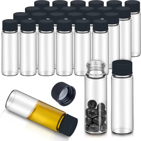 100pcs 0.5 Oz/15ml Clear Glass Vials, Sample Vials with Screw Cap and PE Liners Stopper, Leak-Proof for Storage Liquid