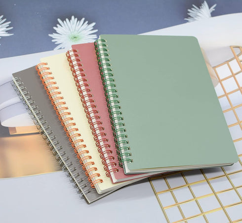 Yansanido Spiral Notebook - 4 Pcs A5 Thick Plastic Hardcover Journal with 80 Sheets for School and Office