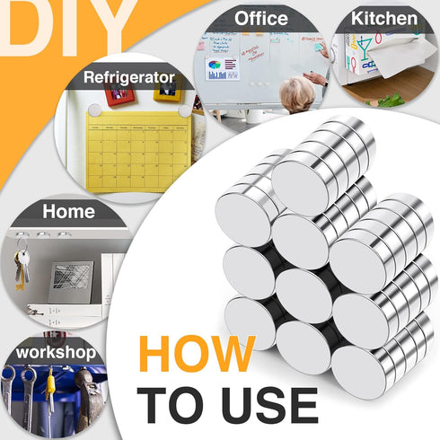 TRYMAG 200Pcs Refrigerator Magnets, Small Round Neodymium Disc Magnets for Crafts, Whiteboard, Office, and Hobbies