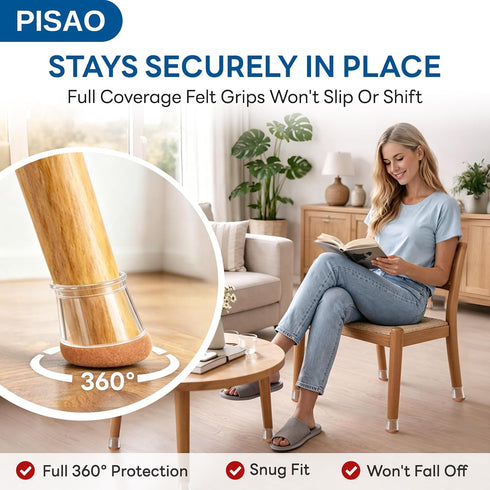24 (Fit:0.76"-1.18") PISAO Pcs Chair Leg Floor Protectors, Silicone Chair Leg Protectors Caps Covers for Hardwood