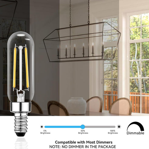 E12 T6 Bulbs, Dimmable 4.5W 40W 2700K Bulb, Bulb 500lm, 12pack TJOY Candelabra LED Equivalent Soft Warm White, Small