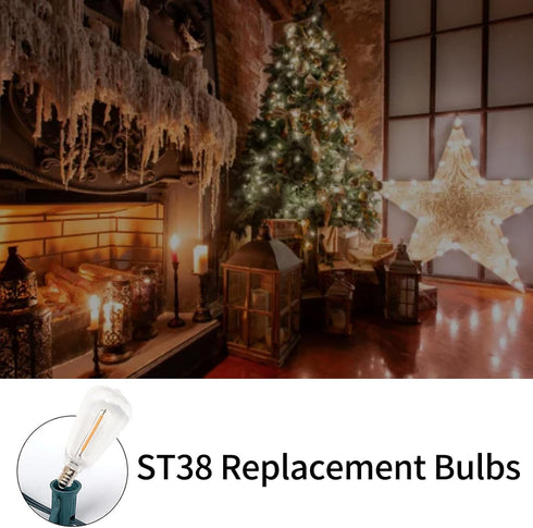 10 Pack ST38 Bulbs, Bulbs, E12 Dimmable Edison Replacement Warm White LED Clear Base, Energy-Efficient, Waterproof