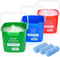 Matthew Red&Green&Blue Detergent and Sanitizing Cleaning Bucket 6 Quart Cleaning Pail,Set of