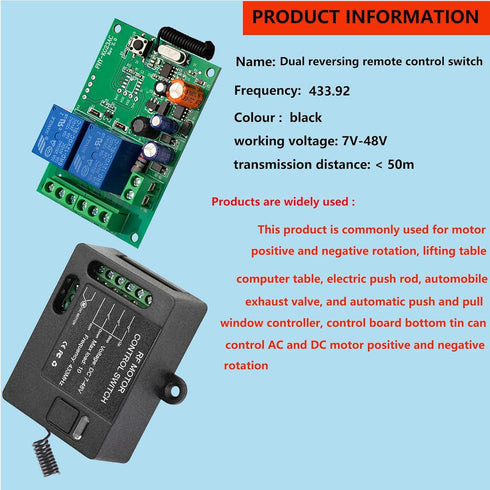Switch,DC7V-48V 10A Switch,328 12V Doors,Winch AWINLI Forward Reverse Remote Control Control FT Remote Range,Linear
