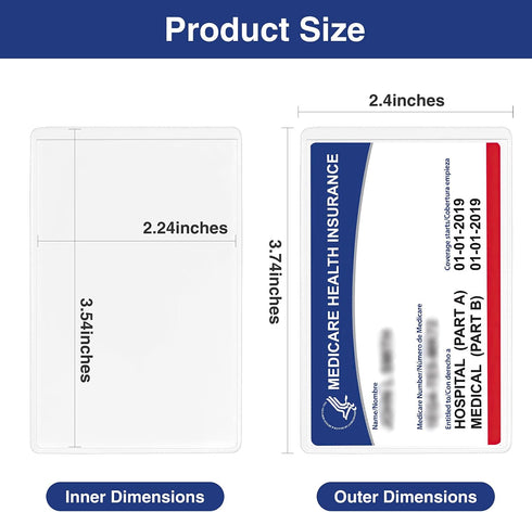 5 Pack 12Mil Sooez New Medicare Card Holder Protector Sleeves, Clear PVC Soft Water Resistant Medicare Card Protector