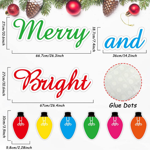Christmas Bulletin Board Decorations, Merry and Bright Light Bulb Paper Cutouts Xmas Holiday Winter Classroom Wall Decorations for Kids Nursery Home Bedroom