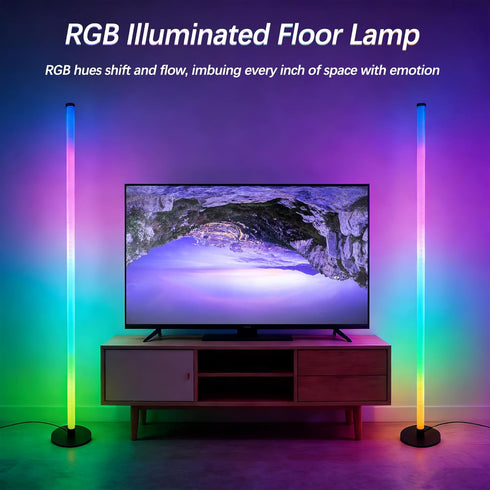 ZIRIKEDAI RGB LED Corner Floor Lamp USB Powered with App and Remote Control Music Sync Ideal for Living Room Bedroom