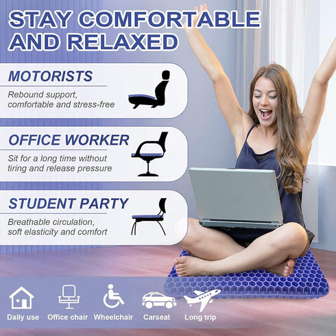 Helishy (19x18x1.6inch) Gel Seat Cushion, Super Large Gel Cushion Chair Pads with Non-Slip Cover for Home Office Car
