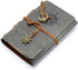 EvZ Leather Writing Journal Notebook, 5 Inches, Vintage Nautical Spiral Blank Diary, Grey