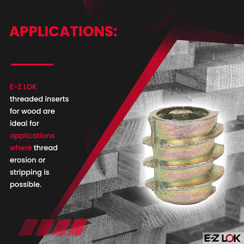 E-Z LOK Hex Threaded Inserts for Soft Wood, Zinc Alloy Flush Thread Insert 10-24 x 10mm Length, Pack of 50