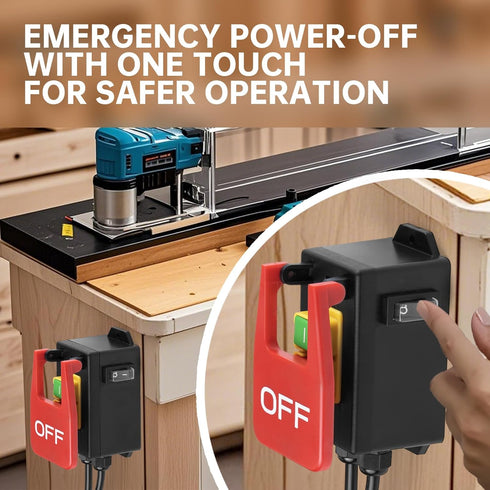 110V Single Phase Safety Switches, Ortis Router Table Switch with ON/Off Master Switch and Large Emergency Stop Paddle