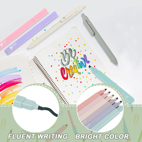 Kisston 17 Pcs Bible Highlighters and Pens, No Bleed Through Aesthetic Stationary Set with 12 Pastel Highlighter Markers