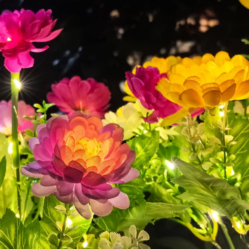 2 Pack 14 Solar Flowers Lights, Solar-Powered Outdoor Light with Blooming Flowers, Waterproof Lights for Outside Yard