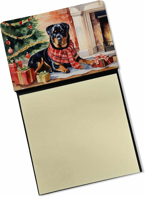 Caroline's Treasures Rottweiler Cozy Christmas Sticky Note Holder, Refillable Dispenser, Memo Pads