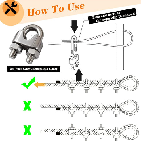 1/8 Kit,100ft M5 Wire Rope Vinyl Coated Stainless Steel Cable with Turnbuckles for Outdoor String Light Hanging Kit