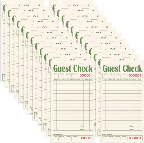 Guest Checks Books for Servers, Server Note Pads, 24 Pack, Natural Color