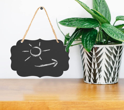 Kamehame Set of 4 Hanging Chalkboard Signs - Small 6.1x4.2 Acrylic Blackboard with Jute String for Memo Message Board