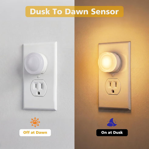 TOSZMOK 2-Pack, 3000K, Plug in Night Light LED Night Lights Plug into Wall with Dusk to Dawn Light Sensor, Acrylic