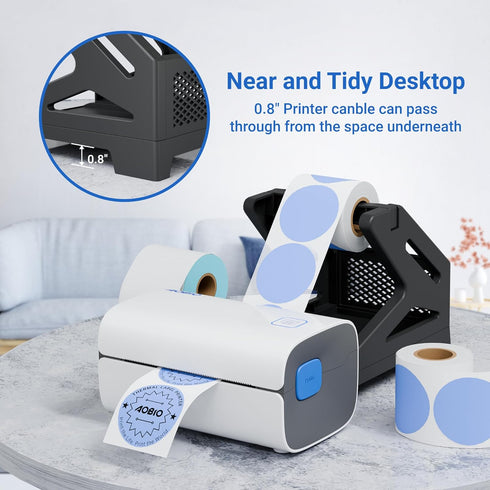 Label Holder for Desktop Shipping Label Printer, Compatible with Rolls and Fan-Fold Labels (Black)