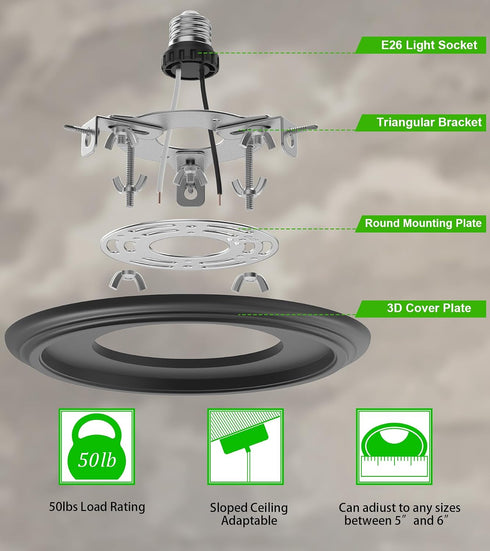 5" 6" 7 Inch and Recessed Can Light Conversion Kit, Light Fixture Upgrade, Pendant Light, Fan Compatible, Equipped