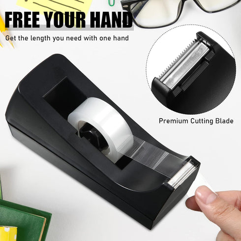 Thenshop 12 Pcs Desk Staplers Tape Dispensers Sets, Black Staplers with Standard Staples and White Tape Holder