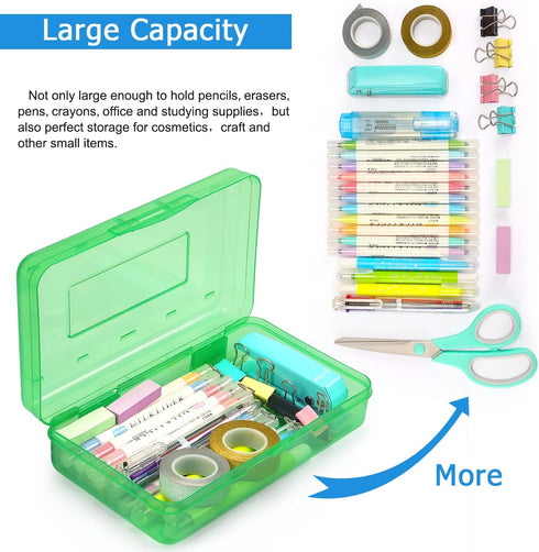 Tamaki 3 Pack Plastic Pencil Box, Large Capacity Clear Boxes with Snap-tight Lid