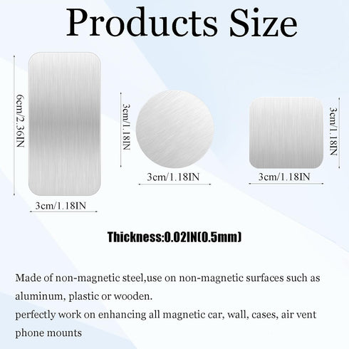 LAIFOOSHEN 32pcs Mounts,2.36x1.18in,1.18 x1.18in,Steel Adhesive Metal Plates for Magnetic Metal Plates