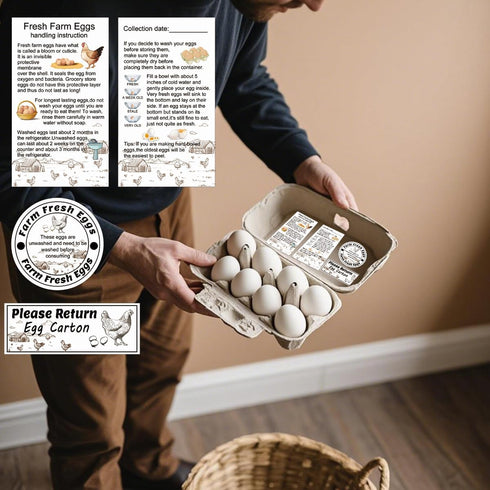 Remerabel 1400 200 600 600 Pcs Egg Stickers Kit for Farm Fresh Eggs Egg Handling Instructions Stickers Farm Fresh Eggs