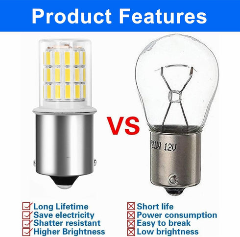 1156 Ba15s LED Light Bulb, 12V 24V, 3W, 6000K Daylight White, 1141 S8 Bayonet Socket, Pack of 2 for RV, Boat, Landscape