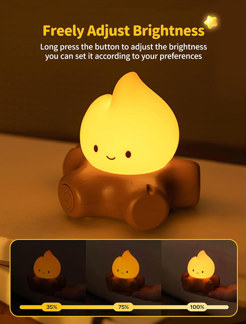 MASHI Table Decorations,Campfire Night Light,USB Rechargeable Flame Lamp with White Noise,Silicone Cute & Funny Night