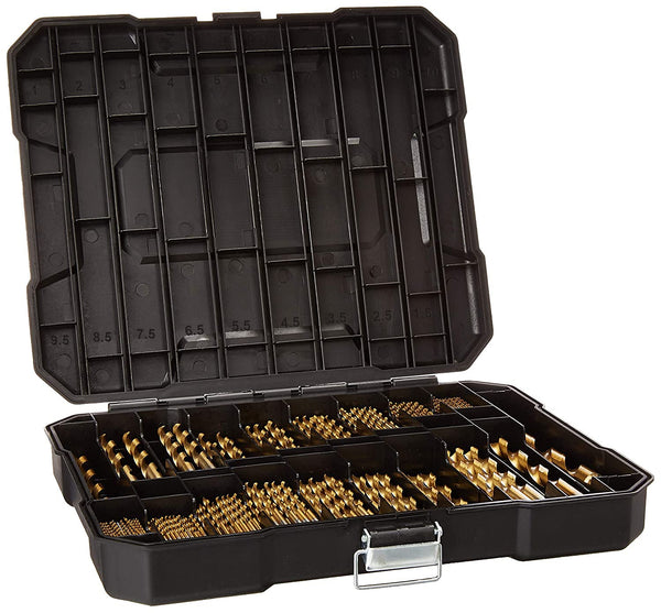 Metric 230 Pieces Titanium Twist Drill Bit Set, 135° Tip High Speed Steel, Ideal for Wood, Cast Iron, and Plastic