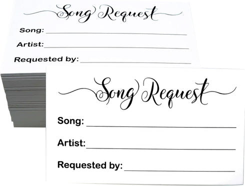 RXBC2011 100 Song Request Cards for Wedding Reception, Prom Dance Party, Band DJ Karaoke