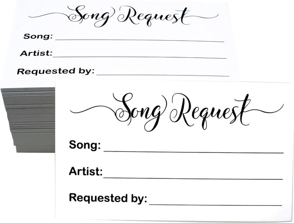 RXBC2011 100 Song Request Cards for Wedding Reception, Prom Dance Party, Band DJ Karaoke