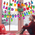 Haooryx 105Pcs Colorful Light Banner Bulletin Board Set, Patterned Paper Cut-Outs for Holiday Party Classroom