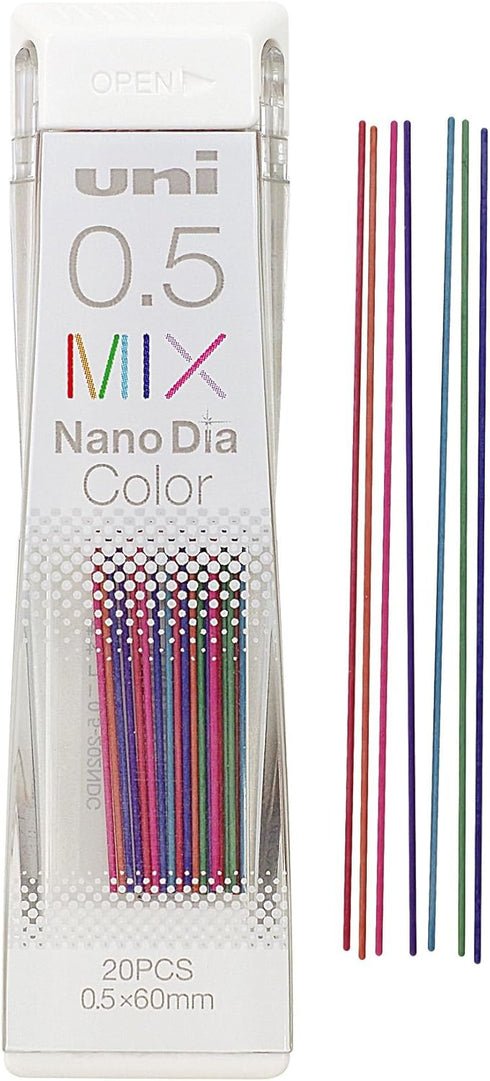 Uni Mechanical Pencil Lead NanoDia Color Assorted 0.5mm 20 Leads