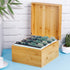MaxGear Business Card Holder, 5 x 8 Inches Index Card Organizer Box with 4 Dividers, Bamboo, Holds 600 Cards