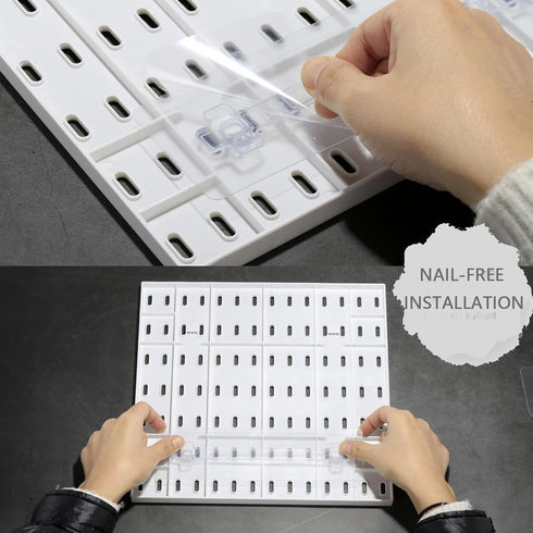 Pegboard Combination Kit, Wall Mounted Storage Set with 4 Pegboards & 14 Accessories, White Peg Boards Organizer