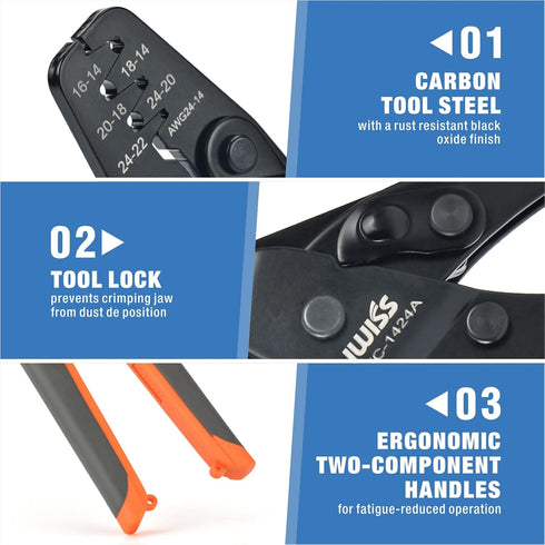 iCrimp IWC-1424A Crimping Tool for Deutsch DT Series Stamped & Formed Contact, AWG14 to AWG24