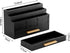 Black Wood Desk Organizer with Drawer, Rustic Bill Mail Organizer and File Holder for Office Supplies