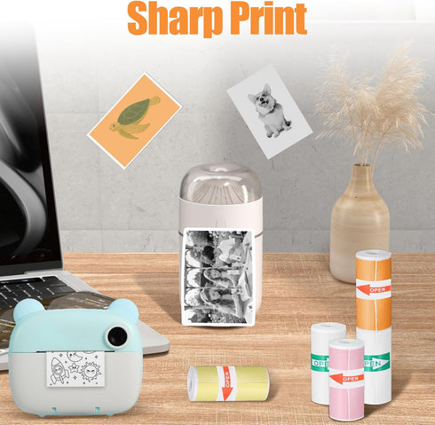 Jeqqinuz 12 5725mm T02/M02 Rolls Mini Printer Sticker Paper, Self-Adhesive Thermal Sticker Paper Compatible with Mini