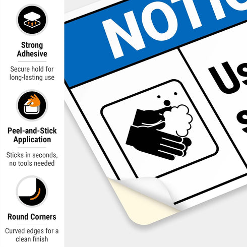 10x7 Inches, 4 Notice Use Hand Sanitizer Sign, Mil Vinyl Decal Stickers Weather Resistant, Made in USA